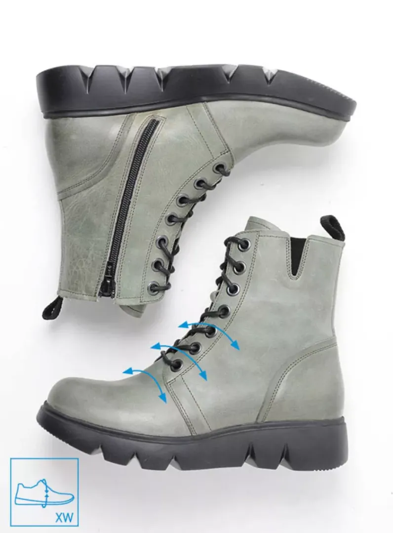 DAMES Wolky Hoge Veterschoenen|Veterlaarzen<Hope XW - grijs groen leer