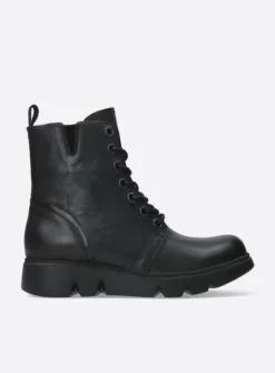 DAMES Wolky Veterlaarzen|Hoge Veterschoenen<Hope XW - zwart leer