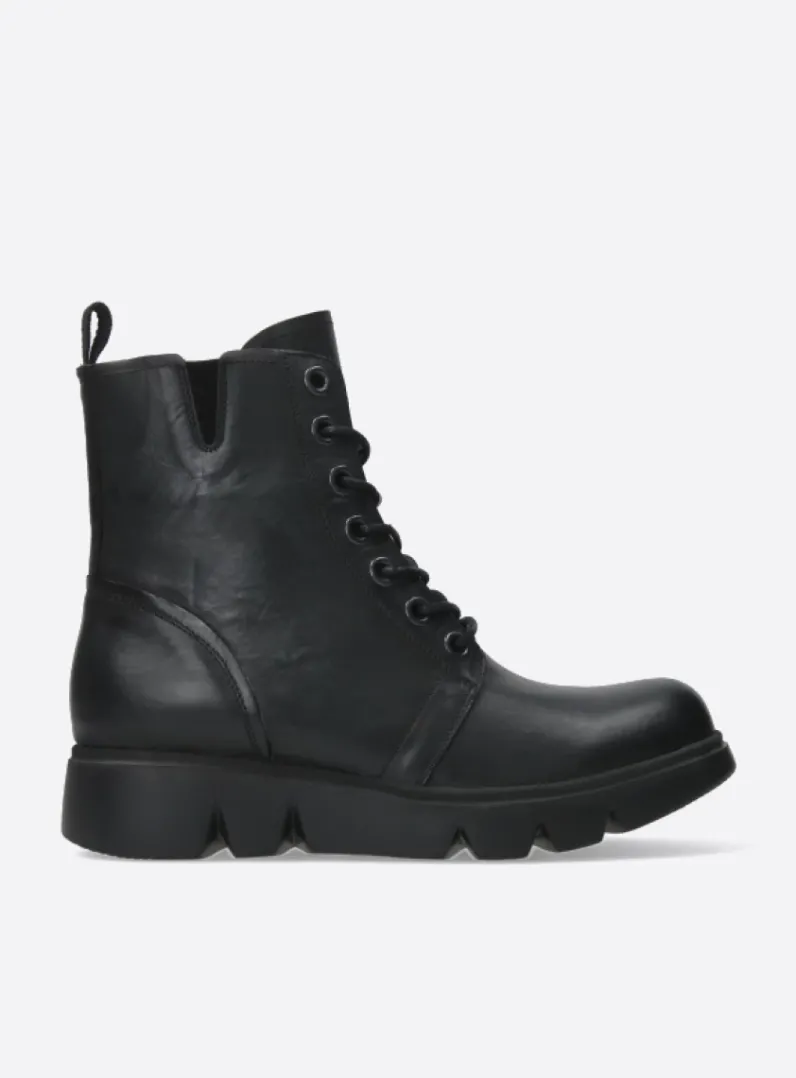 DAMES Wolky Veterlaarzen|Hoge Veterschoenen<Hope XW - zwart leer