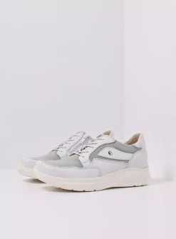 DAMES Wolky Lage Veterschoenen|Sneakers<Impact S2F - wit/grijsgroen combi stretchleer