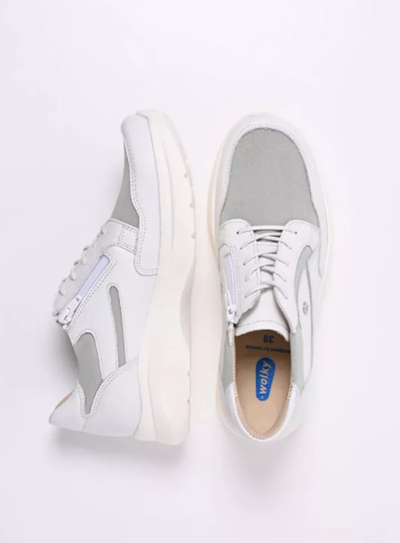 DAMES Wolky Lage Veterschoenen|Sneakers<Impact S2F - wit/grijsgroen combi stretchleer