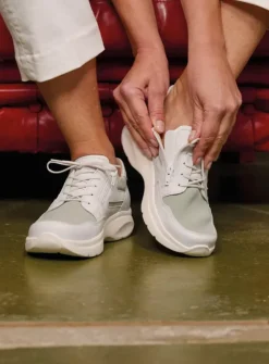 DAMES Wolky Lage Veterschoenen|Sneakers<Impact S2F - wit/grijsgroen combi stretchleer