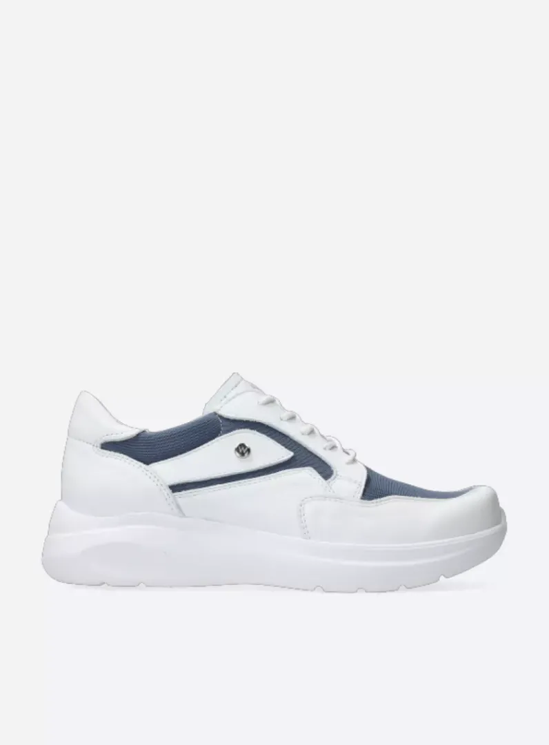 DAMES Wolky Lage Veterschoenen|Sneakers<Impact S2F - wit/jeans combi stretch leer