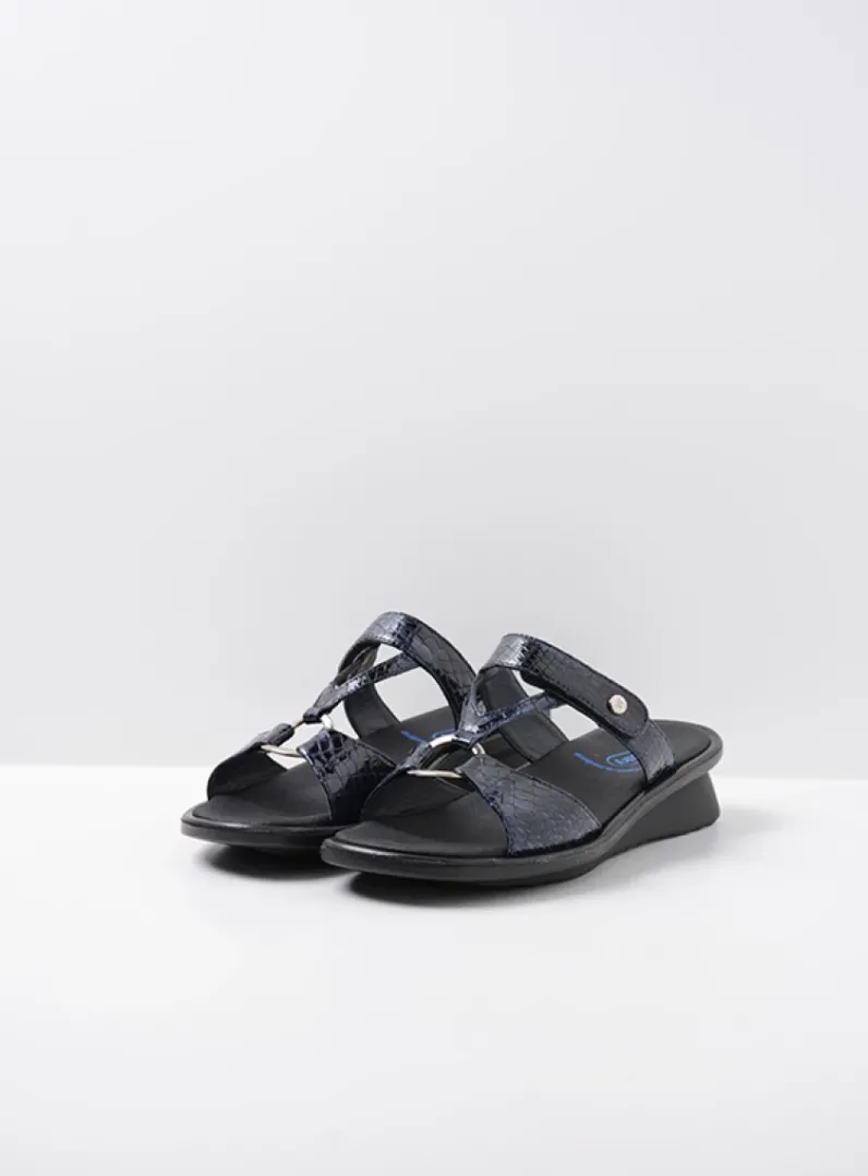 DAMES Wolky Slippers<Isa - blauw crocolook lakleer