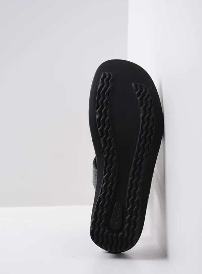 DAMES Wolky Slippers<Isa - blauw crocolook lakleer