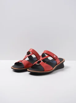 DAMES Wolky Slippers<Isa - rood leer