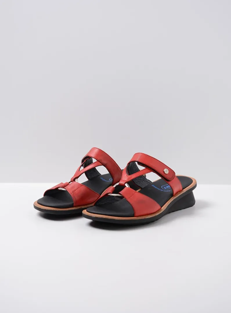 DAMES Wolky Slippers<Isa - rood leer