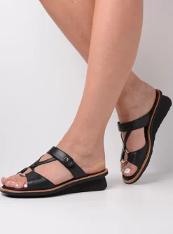 DAMES Wolky Slippers<Isa - zwart leer