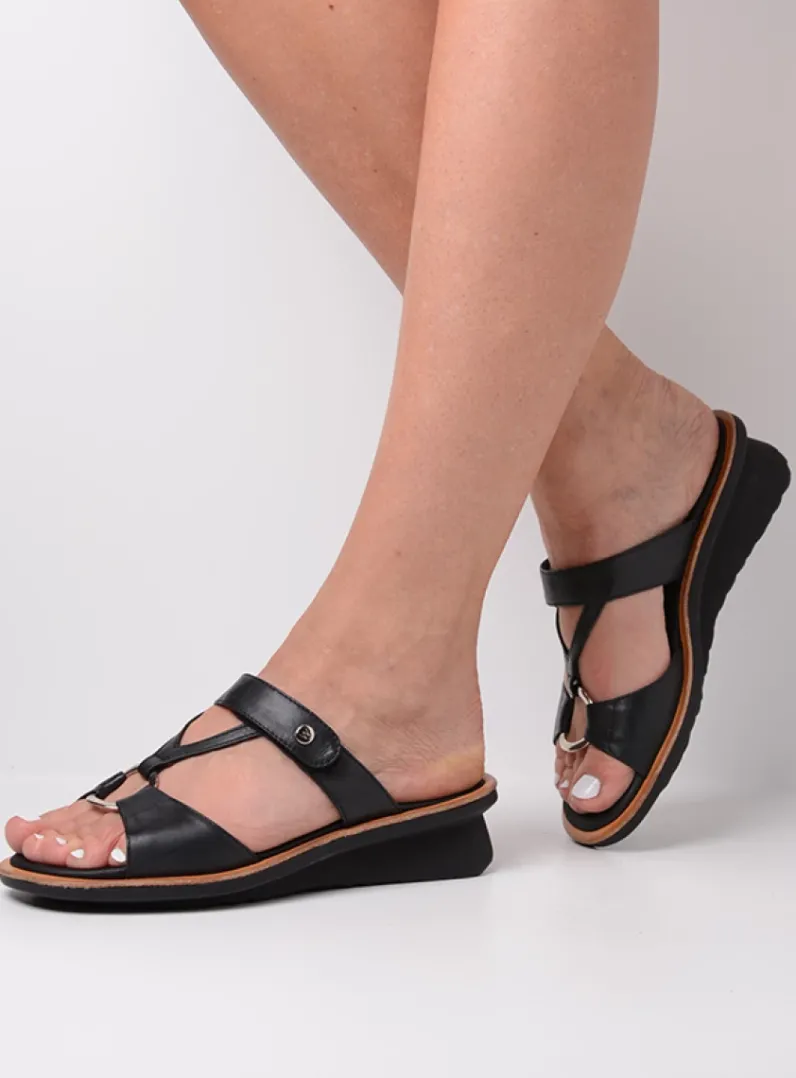 DAMES Wolky Slippers<Isa - zwart leer