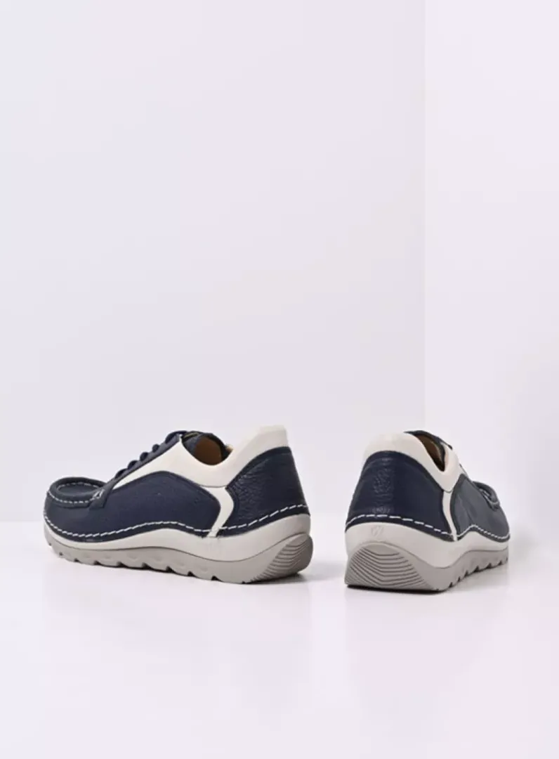 DAMES Wolky Lage Veterschoenen<Japura - blauw leer