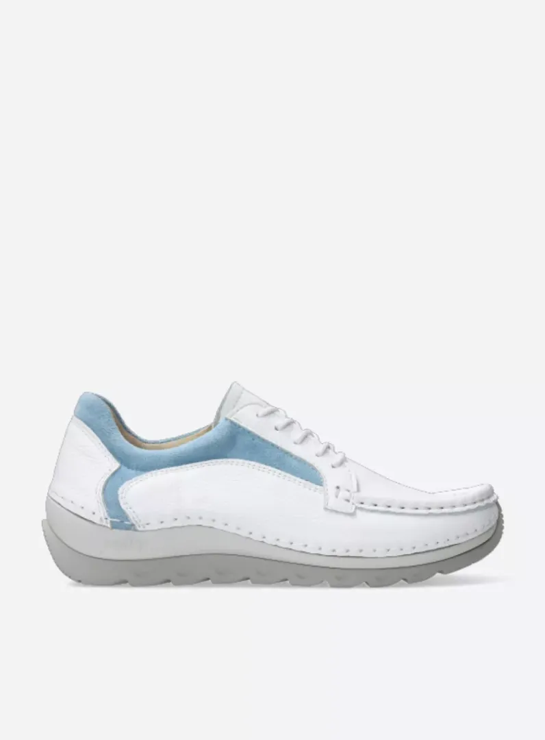 DAMES Wolky Lage Veterschoenen<Japura - wit-lichtblauw leer