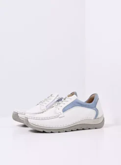 DAMES Wolky Lage Veterschoenen<Japura - wit-lichtblauw leer