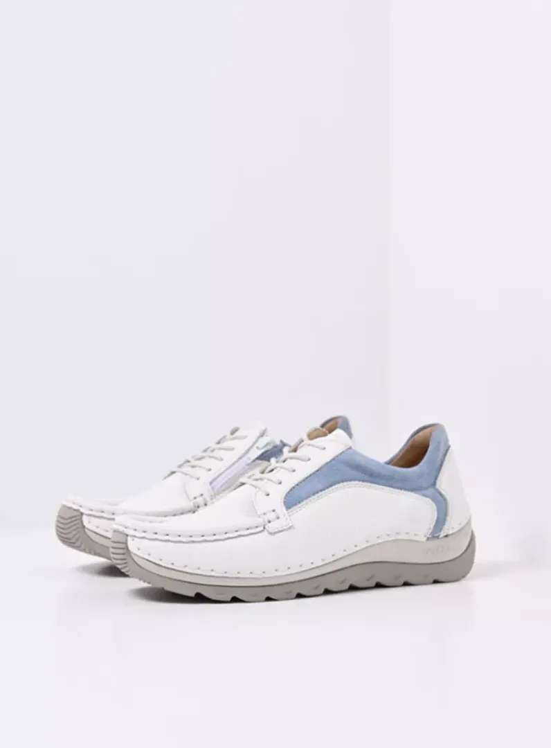 DAMES Wolky Lage Veterschoenen<Japura - wit-lichtblauw leer