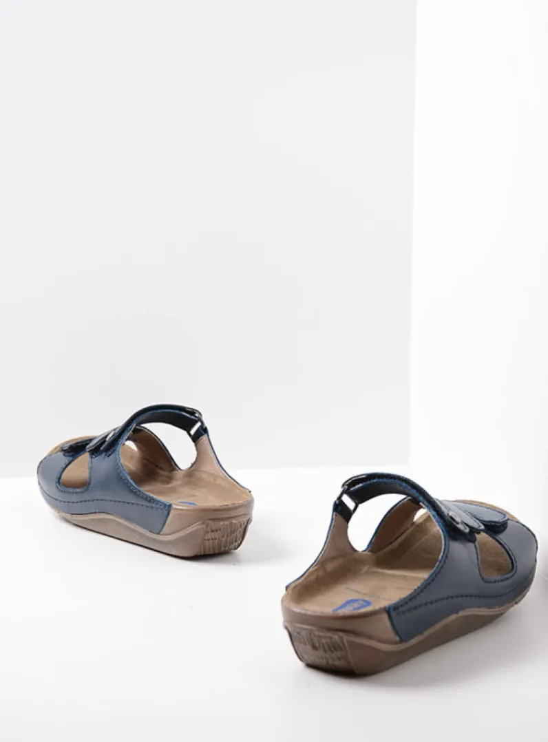 DAMES Wolky Slippers<Jasper - blauw geolied leer