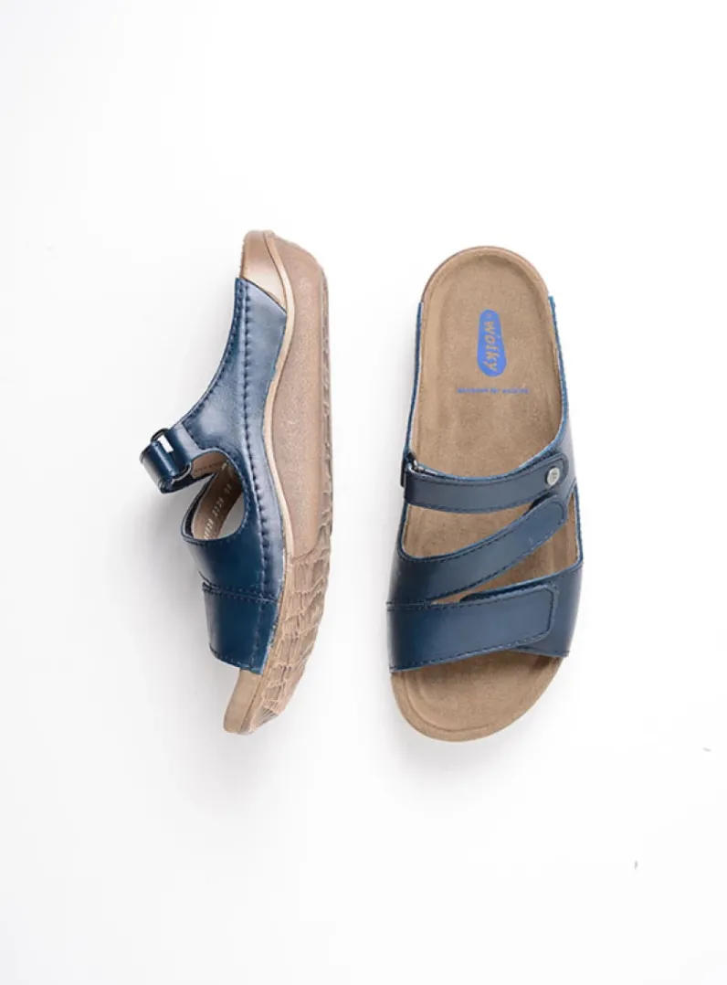 DAMES Wolky Slippers<Jasper - blauw geolied leer