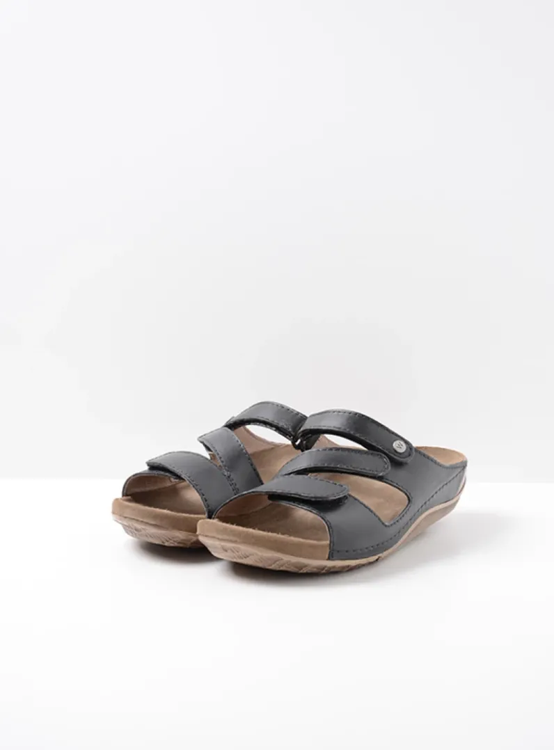 DAMES Wolky Slippers<Jasper - zwart leer