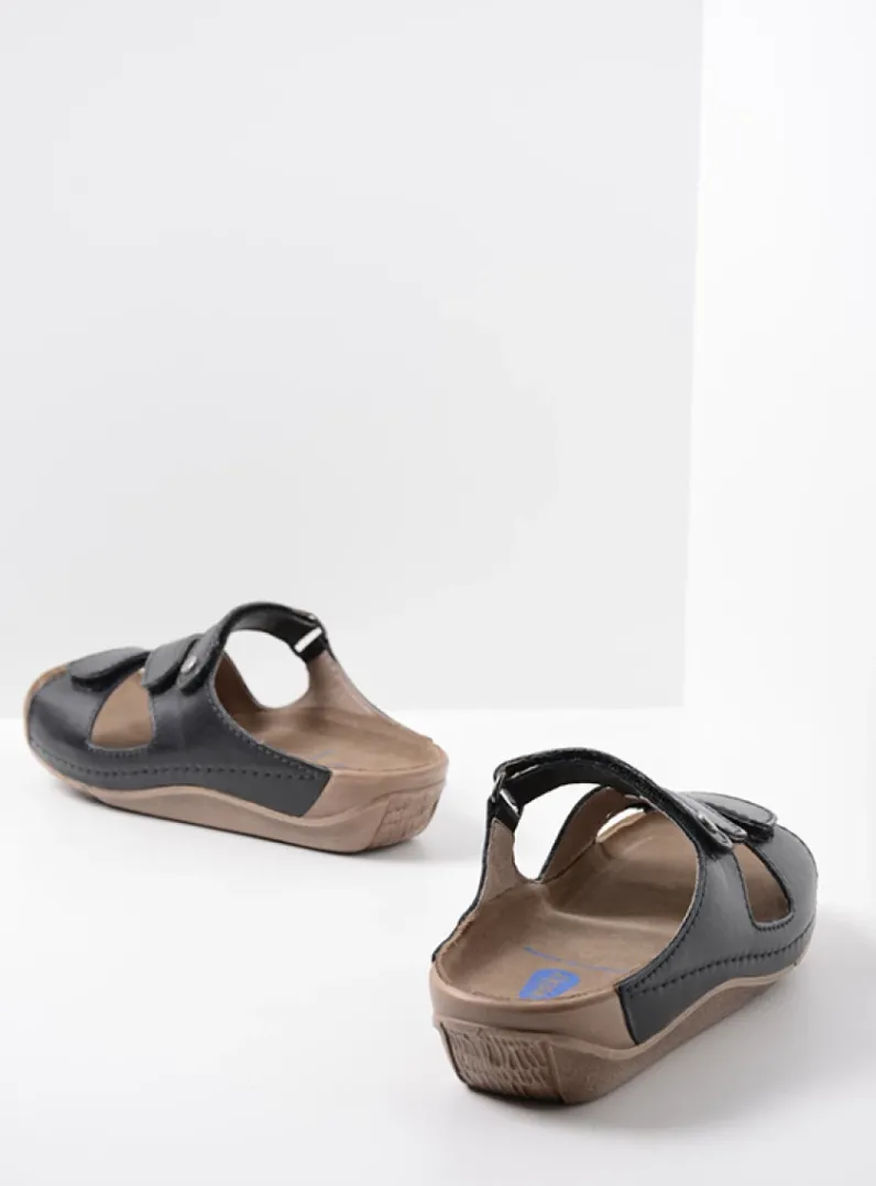 DAMES Wolky Slippers<Jasper - zwart leer