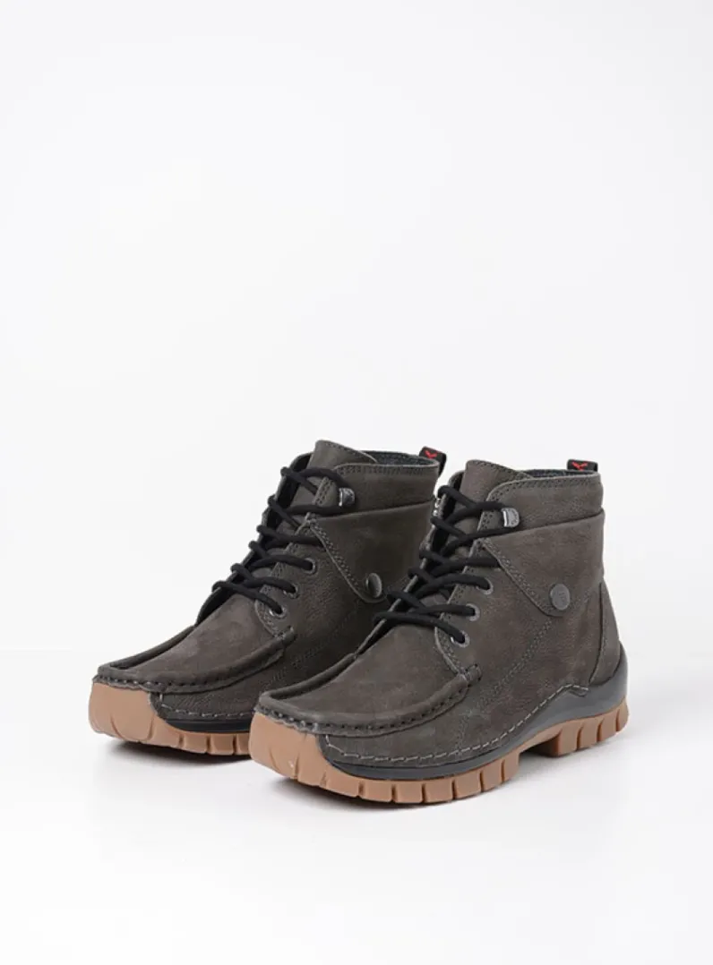 DAMES Wolky Hoge Veterschoenen|Herfst/Winter<Jump - asfalt nubuck