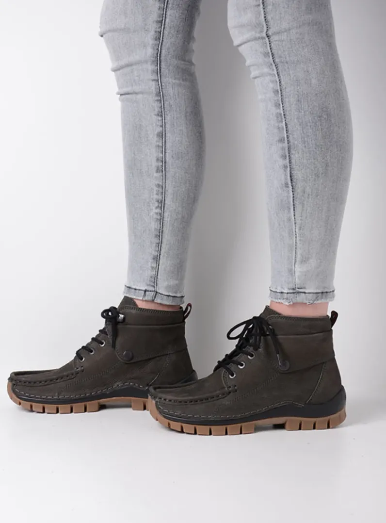 DAMES Wolky Hoge Veterschoenen|Herfst/Winter<Jump - asfalt nubuck
