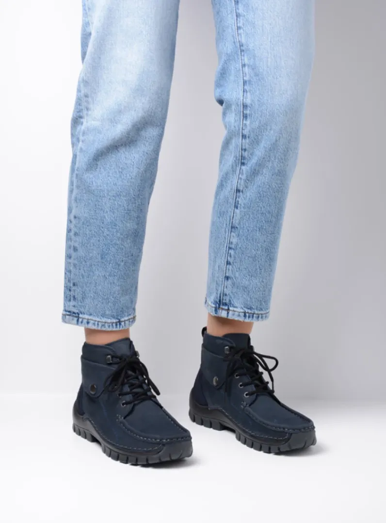 DAMES Wolky Hoge Veterschoenen|Herfst/Winter<Jump - blauw nubuck