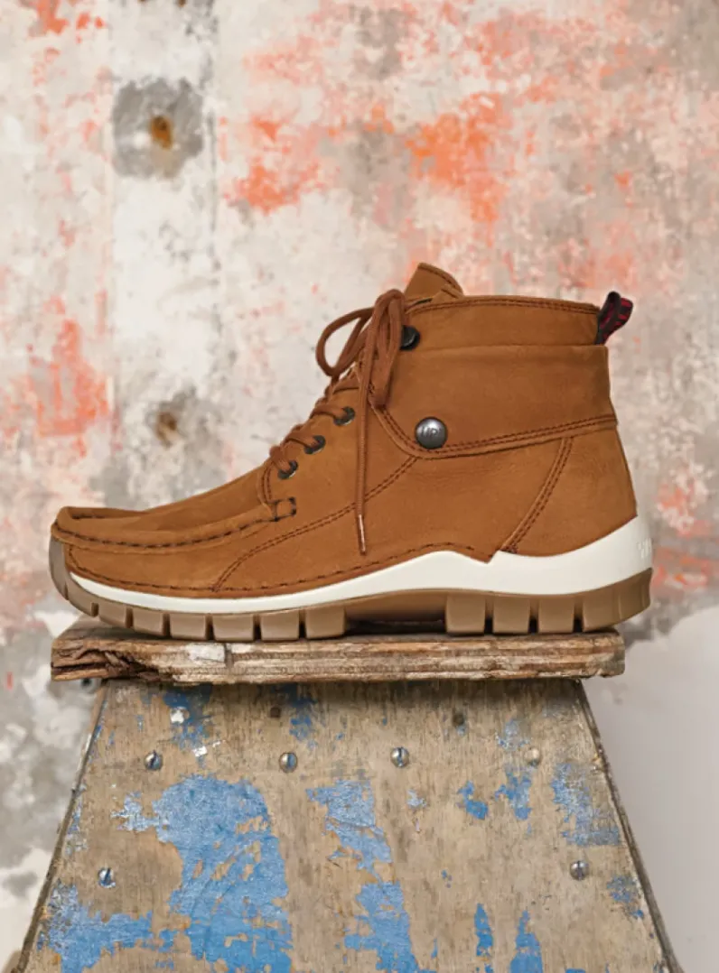 DAMES Wolky Hoge Veterschoenen|Herfst/Winter<Jump - cognac nubuck