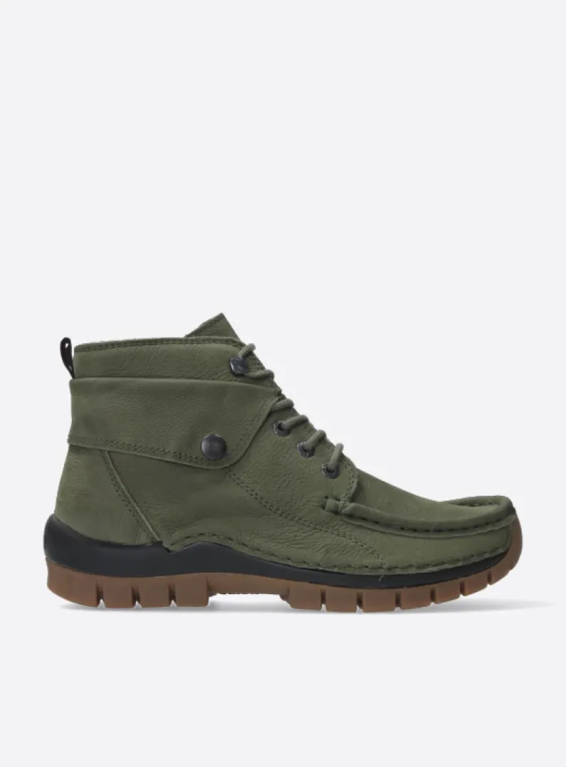 DAMES Wolky Hoge Veterschoenen|Herfst/Winter<Jump - pesto groen nubuck