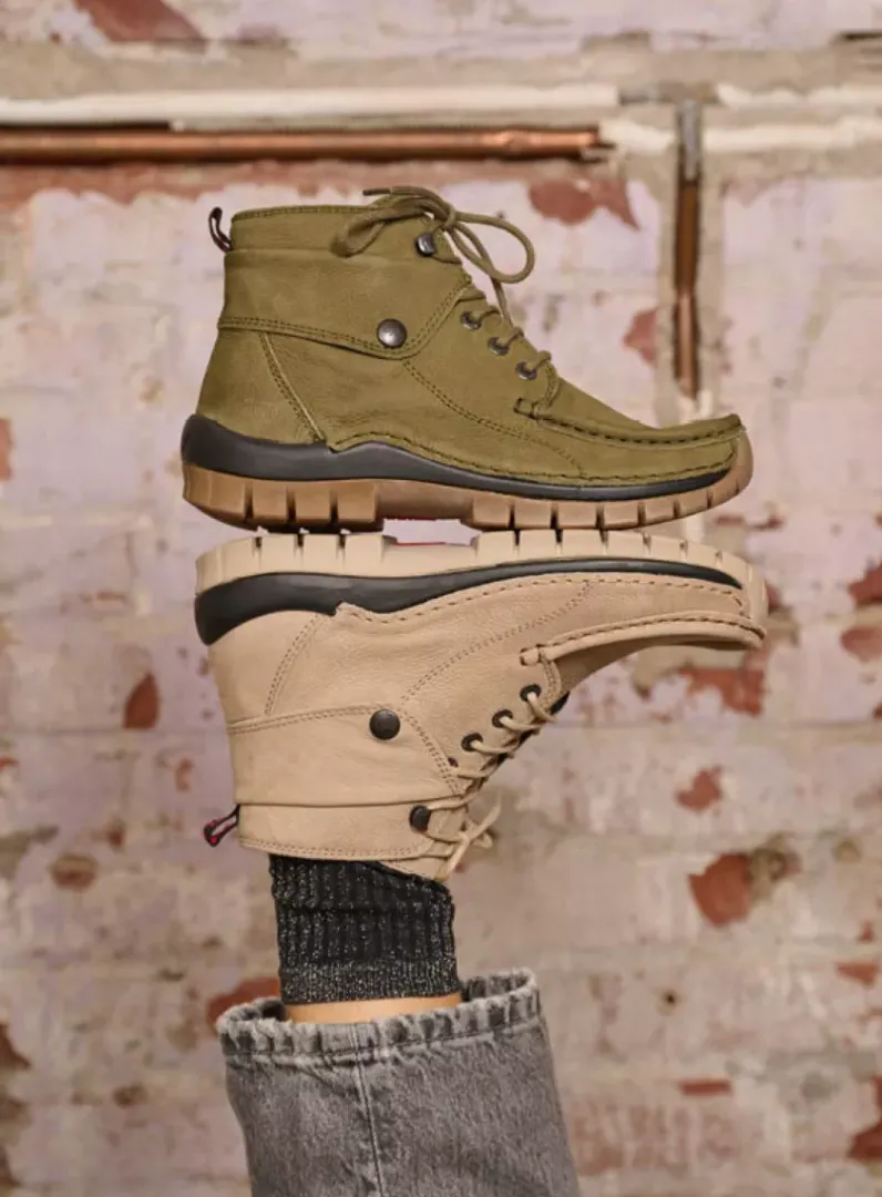 DAMES Wolky Hoge Veterschoenen|Herfst/Winter<Jump - pesto groen nubuck