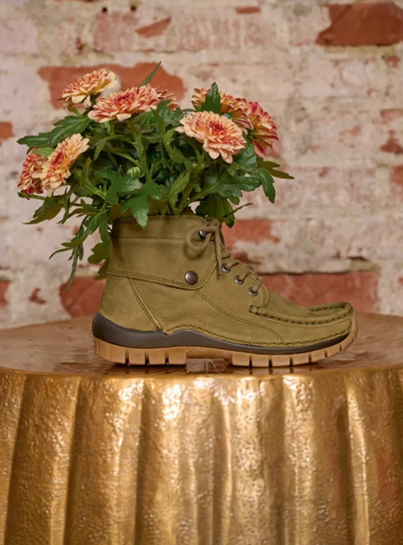 DAMES Wolky Hoge Veterschoenen|Herfst/Winter<Jump - pesto groen nubuck