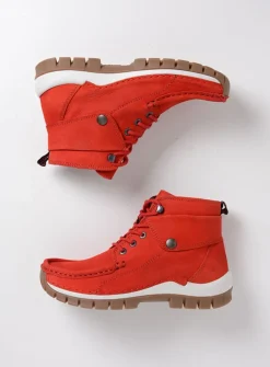 DAMES Wolky Hoge Veterschoenen|Herfst/Winter<Jump - rood nubuck