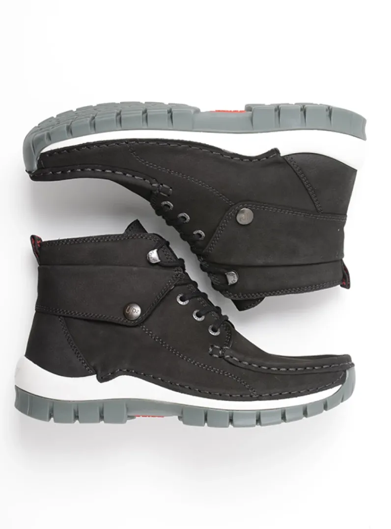DAMES Wolky Hoge Veterschoenen|Herfst/Winter<Jump - zwart grijsgroen nubuck