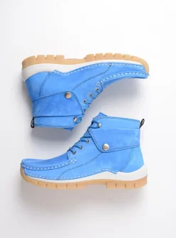 DAMES Wolky Hoge Veterschoenen<Jump Summer - hemelsblauw nubuck