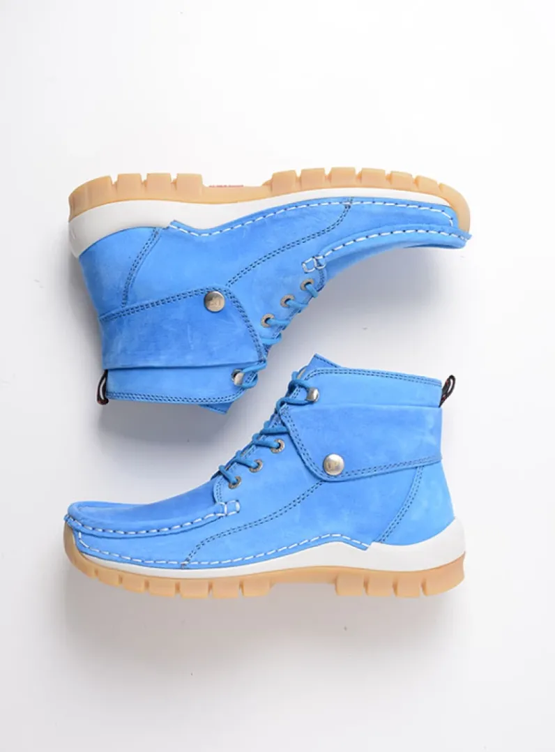 DAMES Wolky Hoge Veterschoenen<Jump Summer - hemelsblauw nubuck