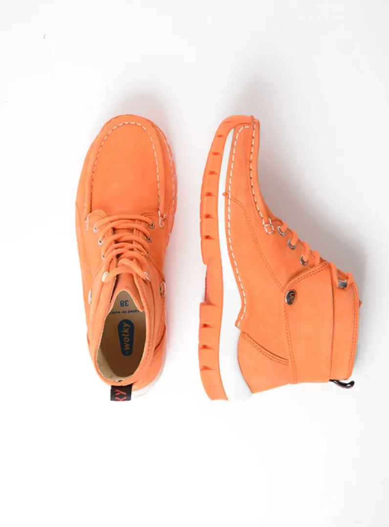 DAMES Wolky Hoge Veterschoenen<Jump Summer - oranje nubuck