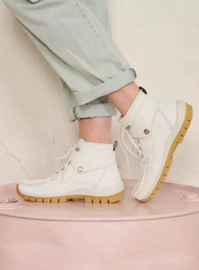 DAMES Wolky Hoge Veterschoenen<Jump Summer - wit leer