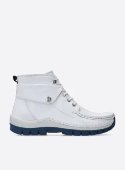 DAMES Wolky Hoge Veterschoenen<Jump Summer - wit/blauw leer