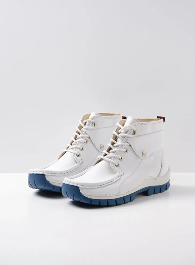 DAMES Wolky Hoge Veterschoenen<Jump Summer - wit/blauw leer