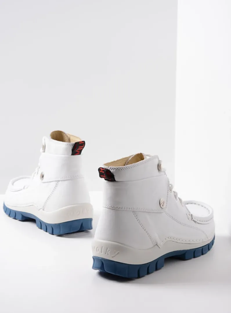 DAMES Wolky Hoge Veterschoenen<Jump Summer - wit/blauw leer