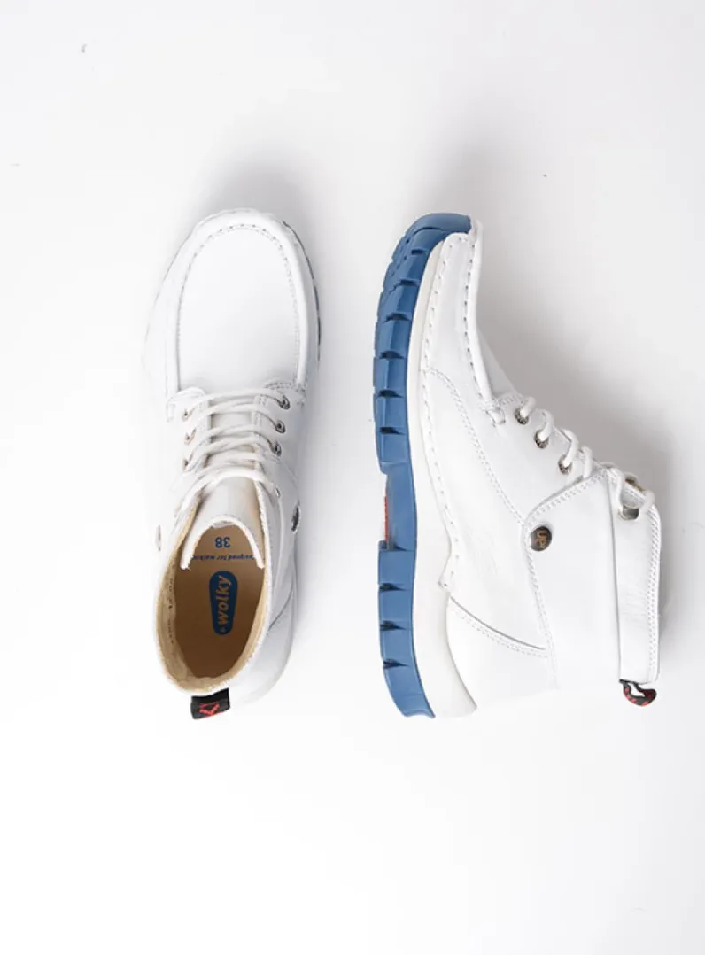 DAMES Wolky Hoge Veterschoenen<Jump Summer - wit/blauw leer