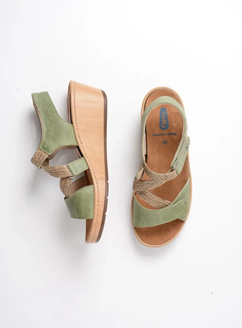 DAMES Wolky Sandalen<La Jolla - olijfgroen leer