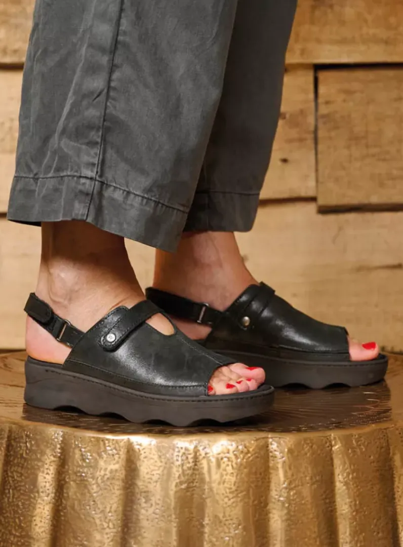 DAMES Wolky Sandalen<Laprida - zwart effectleer