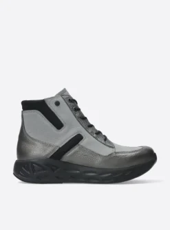 DAMES Wolky Hoge Veterschoenen|Wandelschoenen<Leap - antraciet combi leer
