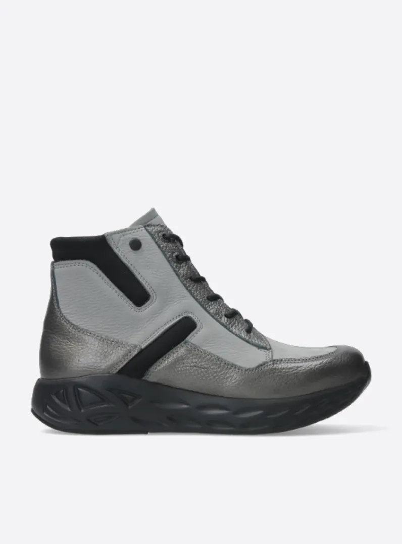 DAMES Wolky Hoge Veterschoenen|Wandelschoenen<Leap - antraciet combi leer