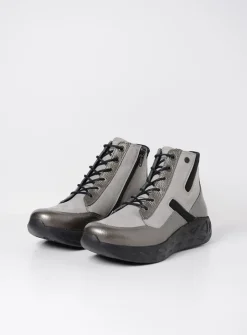 DAMES Wolky Hoge Veterschoenen|Wandelschoenen<Leap - antraciet combi leer