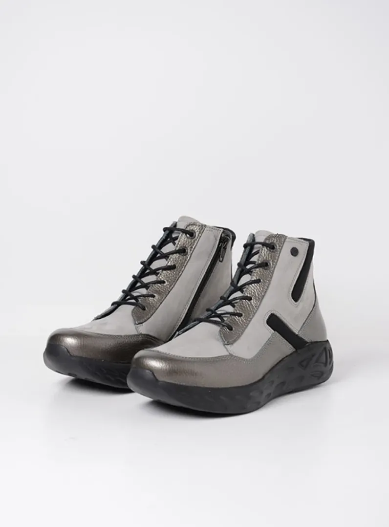 DAMES Wolky Hoge Veterschoenen|Wandelschoenen<Leap - antraciet combi leer
