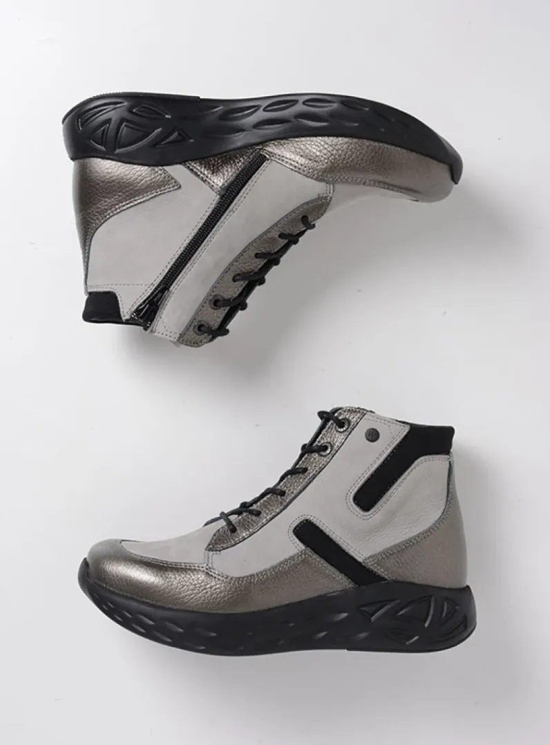 DAMES Wolky Hoge Veterschoenen|Wandelschoenen<Leap - antraciet combi leer