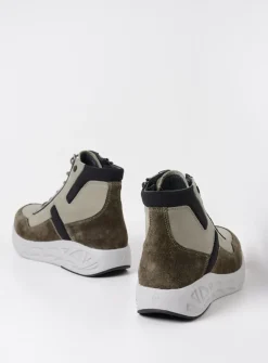 DAMES Wolky Hoge Veterschoenen|Wandelschoenen<Leap - grijsgroen combi leer