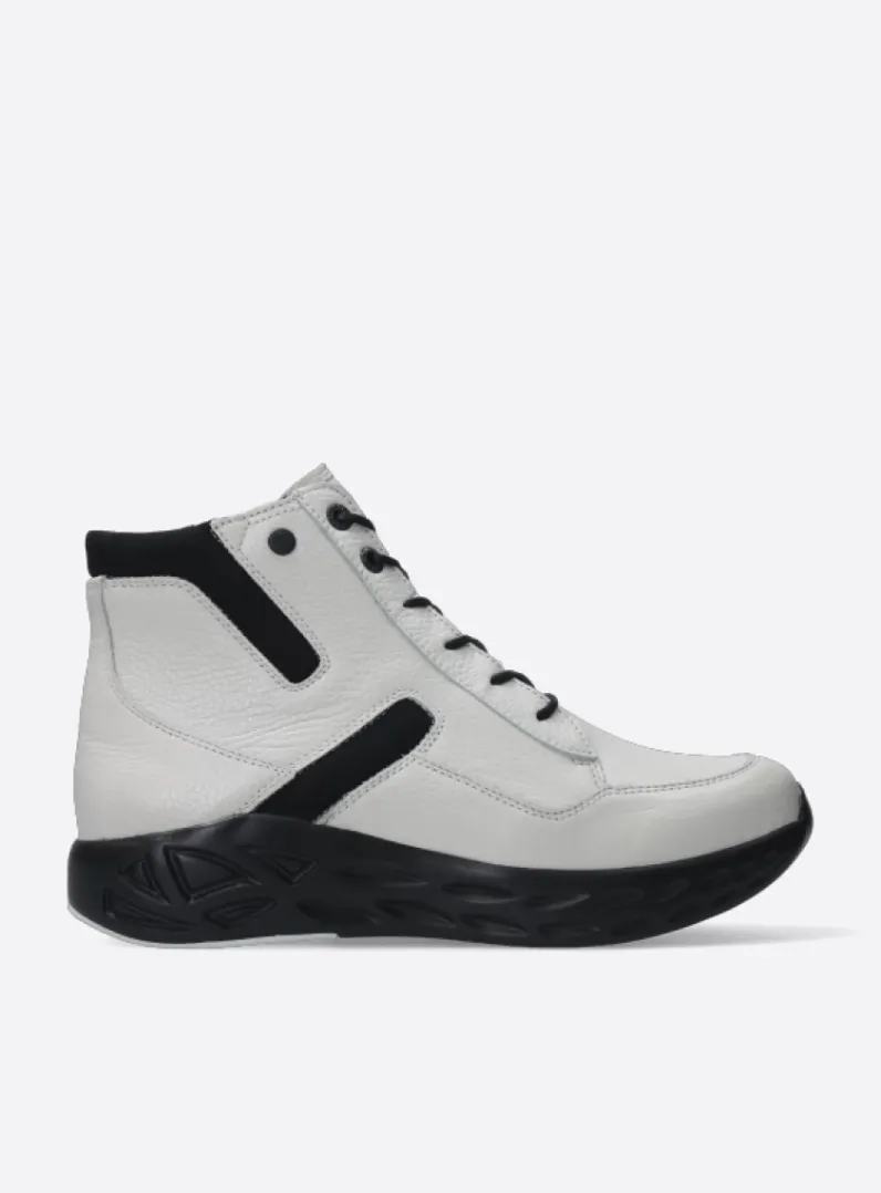 DAMES Wolky Hoge Veterschoenen|Wandelschoenen<Leap - wit combi leer