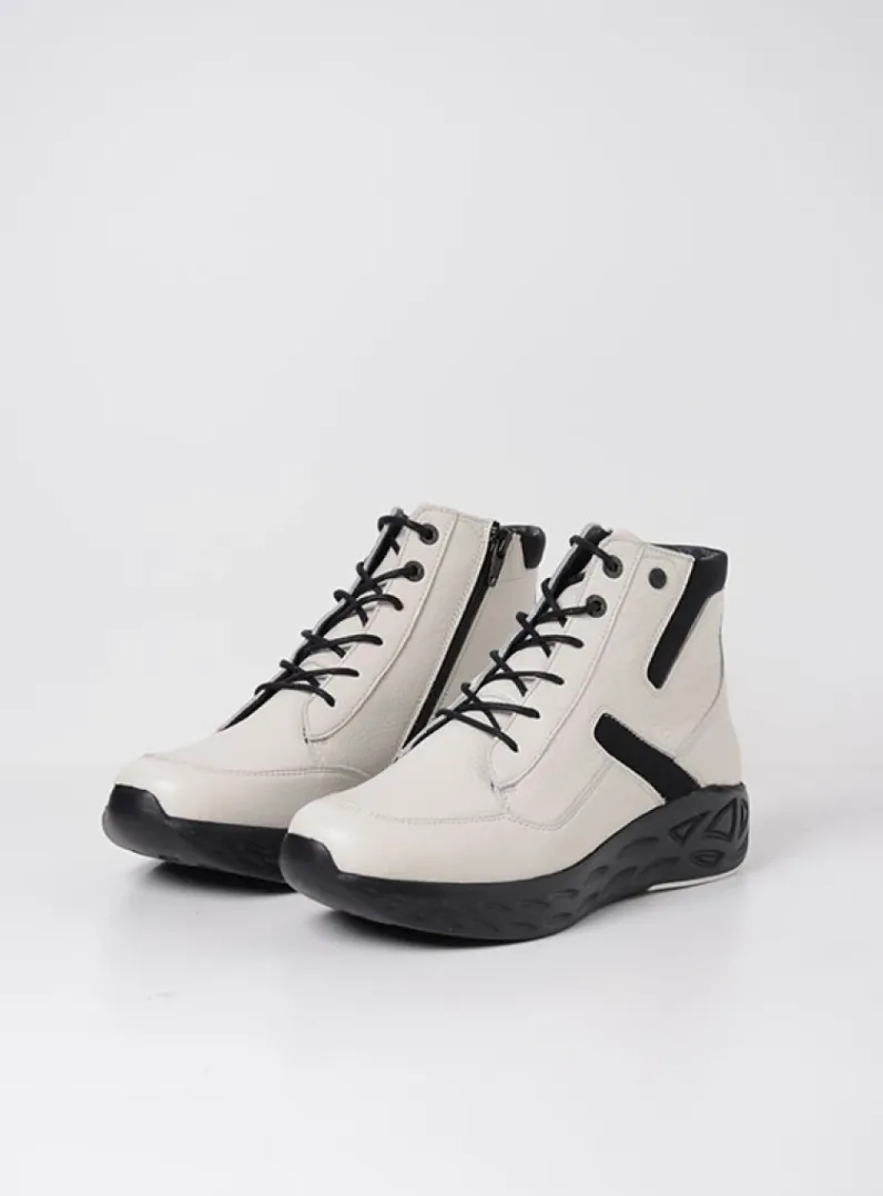 DAMES Wolky Hoge Veterschoenen|Wandelschoenen<Leap - wit combi leer