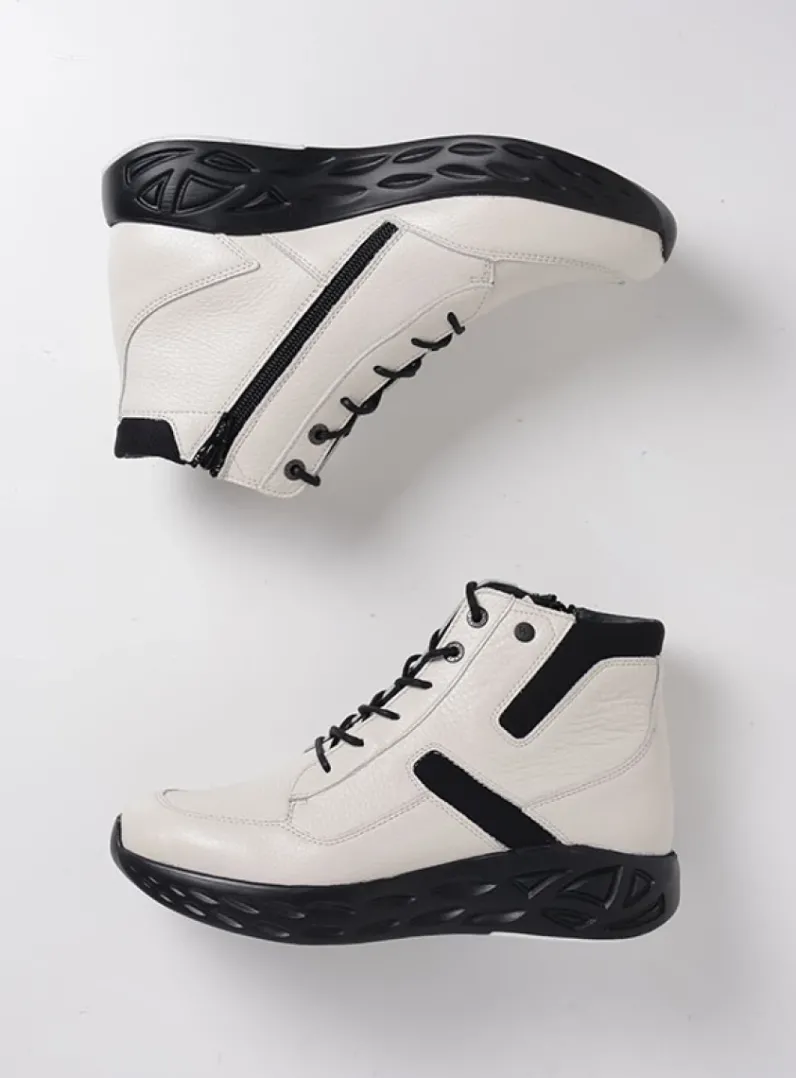 DAMES Wolky Hoge Veterschoenen|Wandelschoenen<Leap - wit combi leer