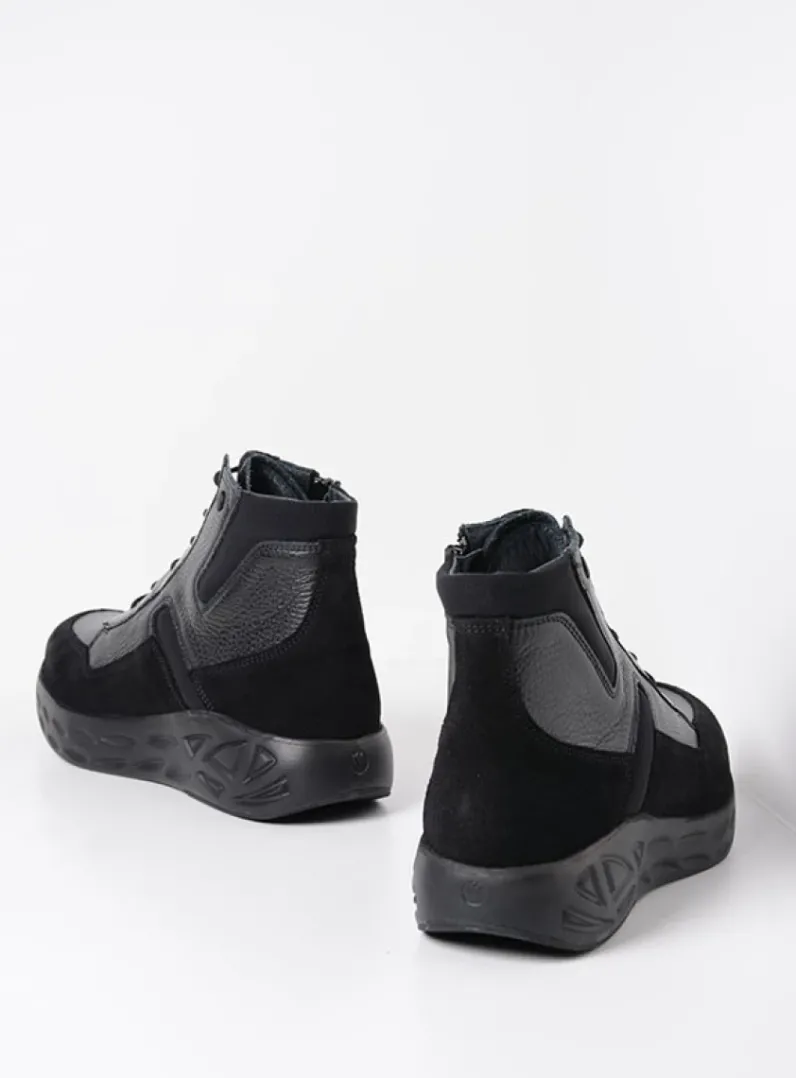 DAMES Wolky Hoge Veterschoenen|Wandelschoenen<Leap - zwart combi leer/zwart